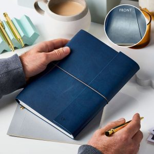 Personalised A5 Vegan Leather Notebook - Navy - LP