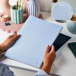 Personalised A4 Vegan Leather Classic Notebook - Powder Blue - LP