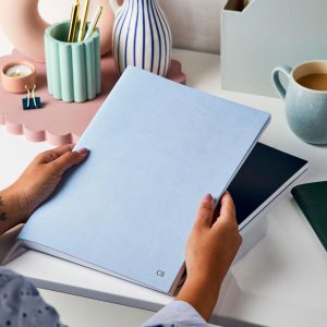 Personalised A4 Vegan Leather Classic Notebook - Powder Blue - CB