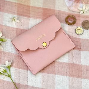 Personalised Scallop Mini Pouch - Pink - CHLOE