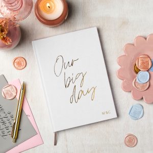 Personalised Linen Wedding Notebook - Ivory White - M'&C