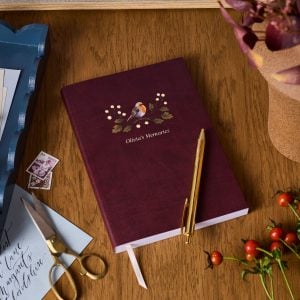 martha brook personalised stationery personalised robin vegan leather notebook main image