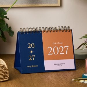 martha brook personalised stationery personalised spark 2027 desk calendar in midnight blue main image with cover